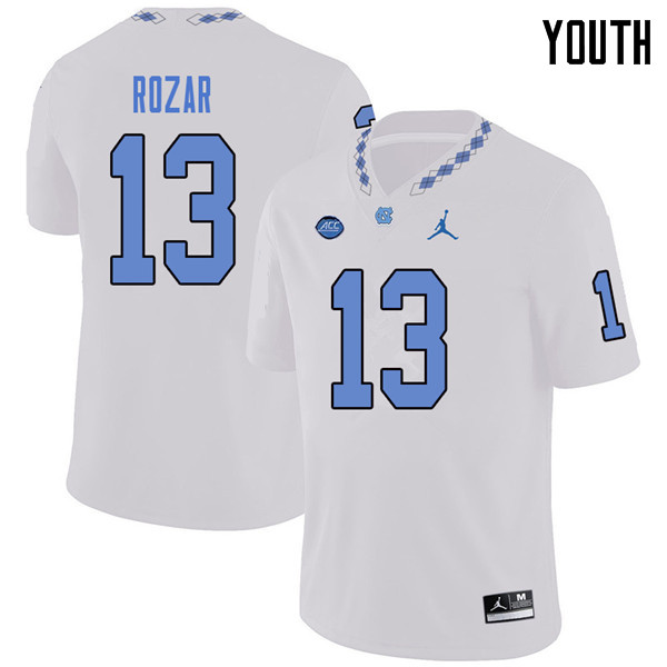 Jordan Brand Youth #13 Caleb Rozar North Carolina Tar Heels College Football Jerseys Sale-White